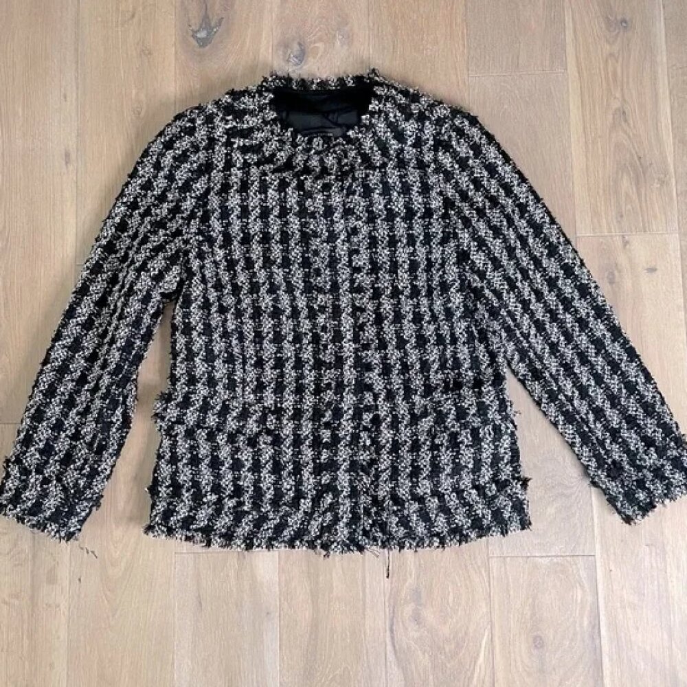 Ann Taylor White and Black Tweed Blazer Size 2